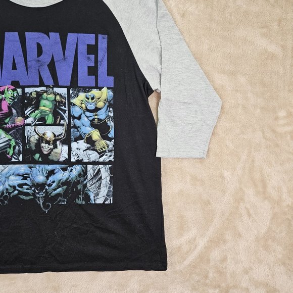 Marvel Black/Gray 3/4 Sleeve Raglan Shirt Men's Size XL Thanos Loki Comics - Picture 8 of 10